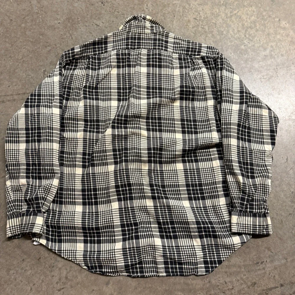 Polo Ralph Lauren Marlowe Mens XL Black Cream Plaid Cotton Button Down Shirt‎